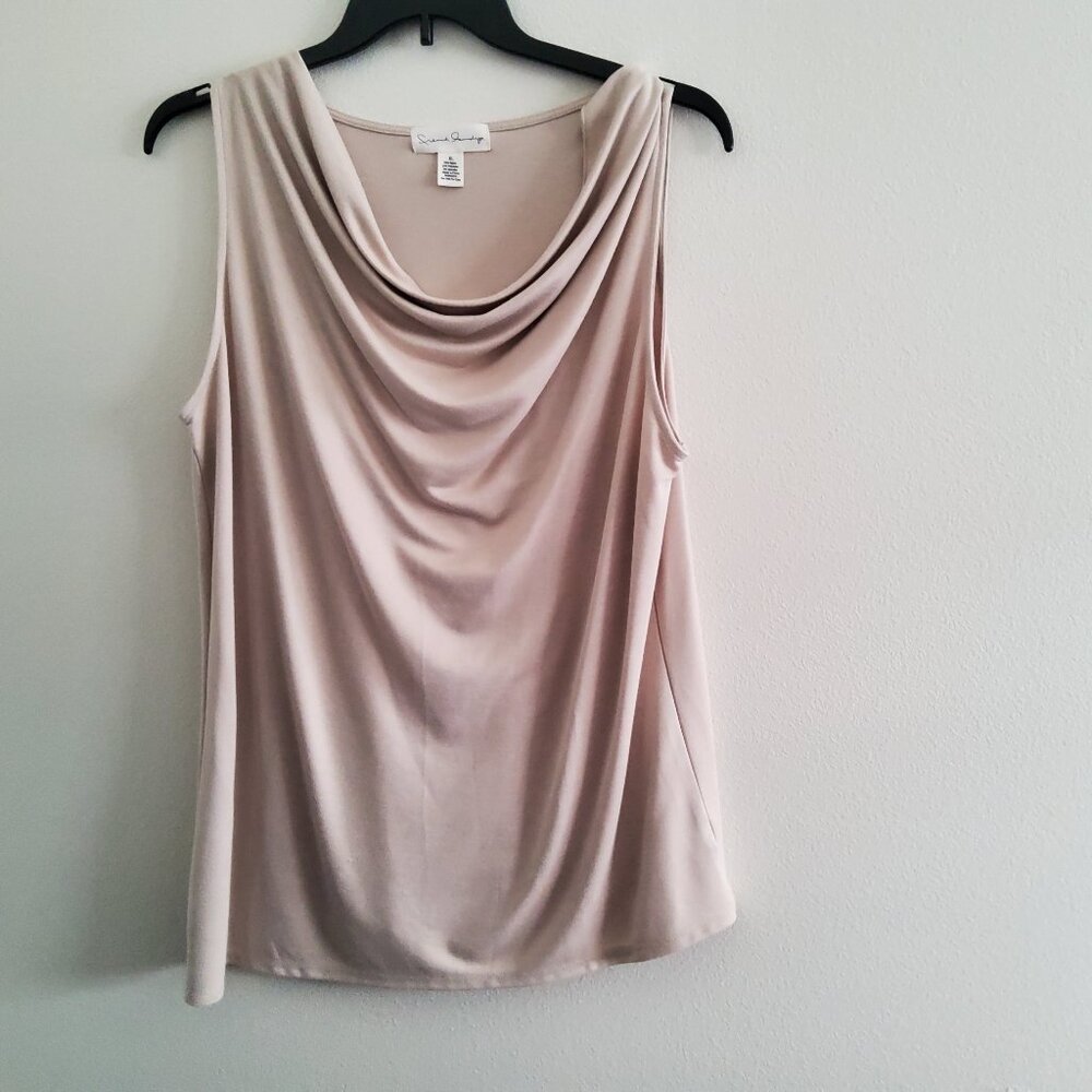 Romantic French laundry sleeveless cowl neck top